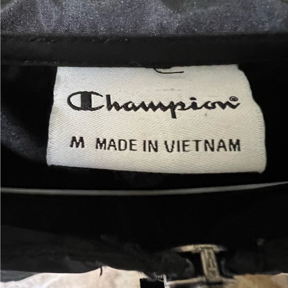 Champion UO Mens Jacket Hooded Windbreaker Big C Half Zip Pull Over Black-M - Picture 4 of 11